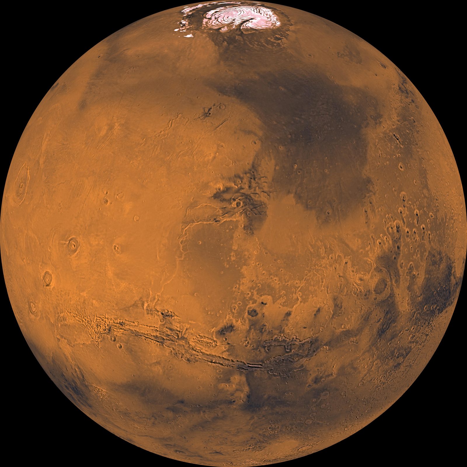 Global color view of Mars assembled from Viking Orbiter 1 images